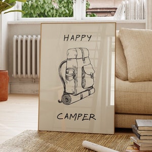 Vintage Camping Print Backpacking Poster Adventure Wall Art Hiking Print Mountaineering Wall Art Camping Poster Digital Download 1 Print