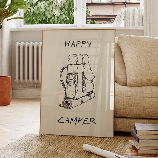 Vintage Camping Print Backpacking Poster Camper Art Rock Hiker Decor Mountaineering Wall Art Camping Poster Digital Download 1 Print