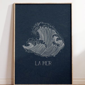 La Mer Imprimir Vintage Ocean Poster Coastal Home Decor Minimalista Beach House Impresión Francesa Cita Pared Arte Mar Cartel Digital Descargar 1 Impresión