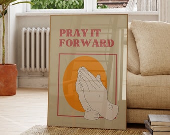 Pray It Forward Retro Bible Wall Art Christian Pun Funny God Prints Bible Gallery Art Prints for Living Room Digital Download 1 Print