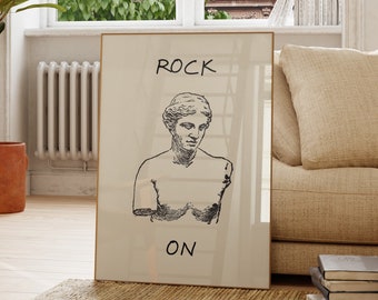 Rock On Print Vintage Wall Art Positive Quote Art Greek Statue Poster Sculpture Art Inspirational Home Decor Digital Download 1 Print