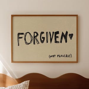 Grappige christelijke print vergeven niet onberispelijk poster trendy bijbel kunst aan de muur schattige handgeschreven print digitale download 1 horizontale print