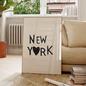 Impresión de arte de Nueva York Arte de pared de Nueva York Cartel del estado de Nueva York Cartel de corazón minimalista Impresión de amor de Nueva York Descarga digital de Nueva York de moda 1 Impresión