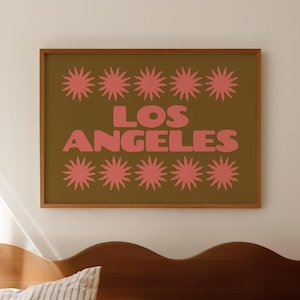 Retro LA Print Los Angeles Decor Bold Typography Poster Funky LA Apartment Wall Art Los Angeles CA Digital Download 1 Horizontal Print