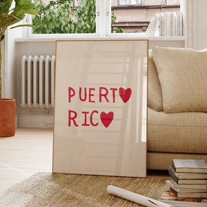 Puerto Rico Poster Puerto Rican Art Puerto Rico Wall Art Puerto Rico Print Minimalist Heart Art Puerto Rican Decor Digital Download 1 Print