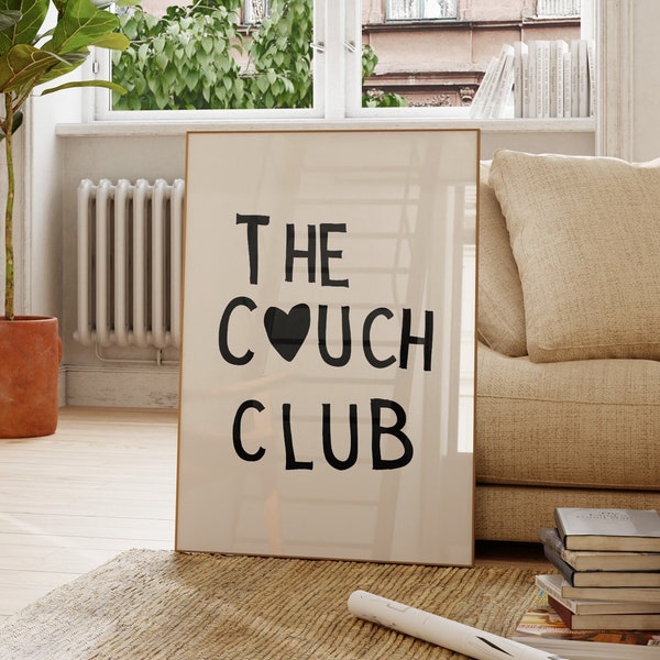 The Couch Club Print Minimalistische Hart Poster Trendy Woonkamer Decor Schattig Quote Art Esthetisch Appartement Wall Art Digitale Download 1 Print