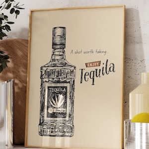 Vintage Bar Cart Print Vintage Tequila Poster Retro Bar Decor Bar Cart Poster Funny Drinks Poster Tequila Print Digital Download 1 Print
