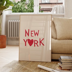 New York Art Print NY Wall Art New York State Poster Minimalist Heart Poster New York Love Print Trendy New York Digital Download 1 Print