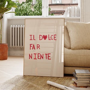 Il Dolce Far Niente Print Cute Heart Poster Girl Apartment Decor Italian Quote Print Trendy Lettering Wall Art Digital Download 1 Print