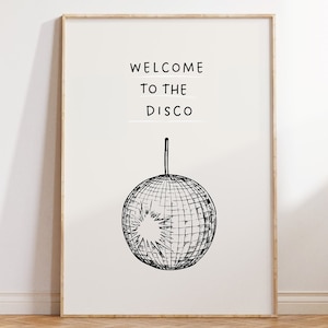 Welcome to the Disco Print Fun Girly Poster Aesthetic Apartment Decor Disco Ball Print Trendy Dancing Wall Art Digital Download 1 Print