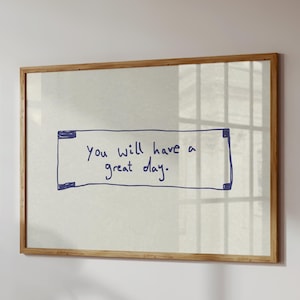 Positieve affirmatie print geweldige dag poster meisje appartement decor gelukskoekje print trendy muurkunst digitale download 1 horizontale print