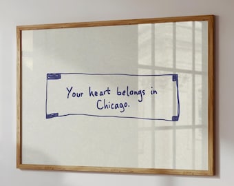 Stampa del biscotto della fortuna di Chicago: arte murale disegnata a mano alla moda, orizzontale (download digitale)