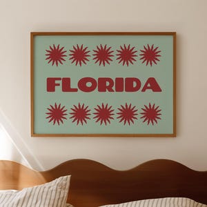 Póster de tipografía atrevida con impresión retro de Florida, decoración de Florida, arte de pared de apartamento moderno de Florida, obra de arte de Florida, descarga digital, impresión horizontal