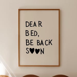 Lieber Bett Be Back Bald Druck Minimalistisches Herz Poster Trendy Schlafzimmer Dekor Süßes Zitat Kunst Ästhetische Wohnung Wandkunst Digitaler Download