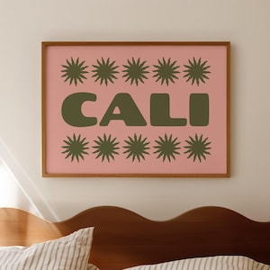 Affiche de typographie audacieuse impression Cali rétro Californie art mural appartement côte ouest impression Californie Decor téléchargement numérique 1 impression horizontale