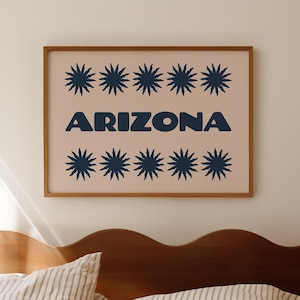 Retro Arizona Print Arizona Decor Bold Typography Poster Funky Arizona Apartment Wall Art Arizona Artwork Digital Download Horizontal Print