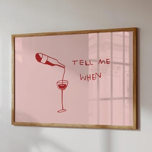 Wijn print grappige keuken muur kunst bar winkelwagen poster diner partij decor handgetekende wijn kunst schattig citaat print digitale download horizontale print