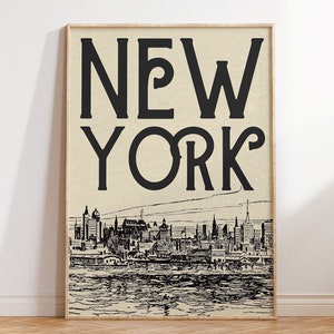 New York Poster NYC Wall Art Vintage Wall Art New York City Art Print New York Cityscape Poster NYC Decor Digital Download 1 Print