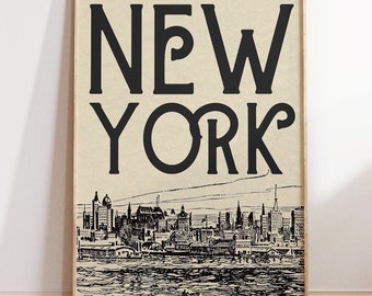 New York Poster NYC Wall Art Vintage Wall Art New York City Art Print New York Cityscape Poster NYC Decor Digital Download 1 Print