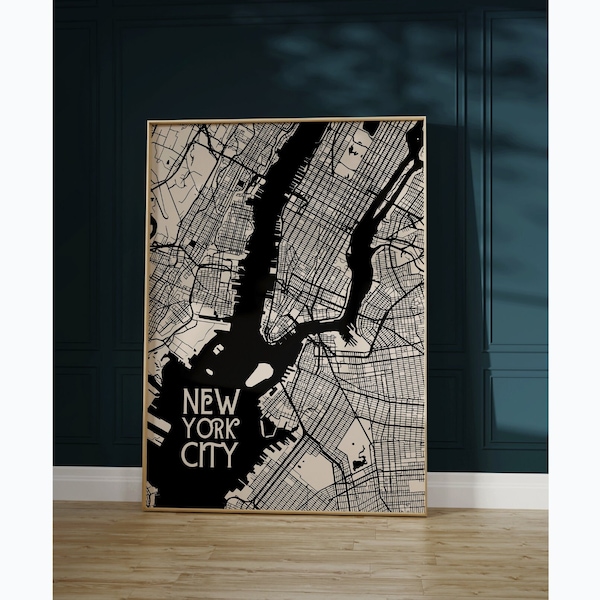 New York City Map Print NYC Wall Art New York City Poster Minimalist New York Art NYC Map Poster New York Decor NYC Digital Download 1 Print