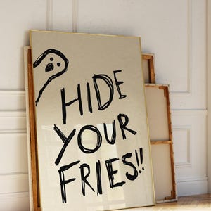 Impresión divertida de gaviota, lindo póster de playa, decoración costera moderna, impresión de papas fritas, póster peculiar dibujado a mano, arte de pared de casa de playa, descarga digital