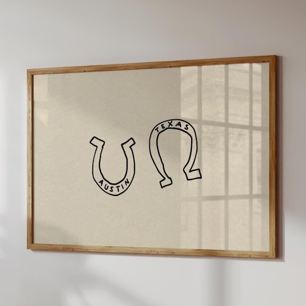Impresión de Austin, Texas: Póster de herradura, horizontal (descarga digital)