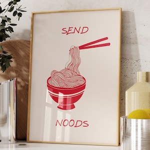 Noodles Print Cute Kitchen Wall Art Minimalist Food Art Takeout Print Aesthetic Kitchen Decor Funny Wall Art Digital Download 1 Print