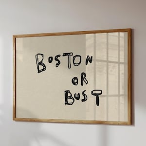 Boston Typography Print: Handwritten Style, Quirky Wall Art (Digital Download, Horizontal)