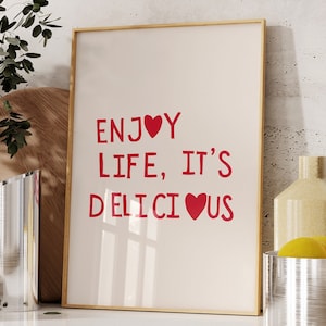 Stampa con citazione sulla cucina, poster divertente dello chef, poster allegro della cucina, poster con cuore carino, poster da parete per buongustai, poster del cuoco, download digitale 1 stampa