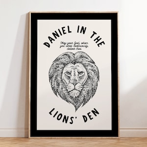 Daniel in the Lions Den Print Vintage Scripture Poster Trendy Christian Art Bible Verse Poster Daniel 6:16-20 Print Digital Download 1 Print