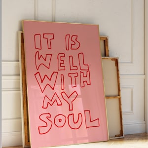It Is Well With My Soul print trendy christelijke poster meisje appartement decor handgeschreven typografie print roze bijbel kunst aan de muur digitale download