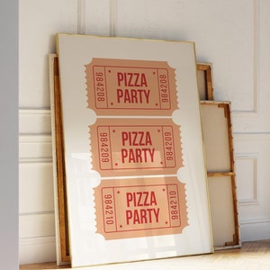 Stampa biglietto festa pizza Arte murale Poster pizza carina Arredamento cucina alla moda Poster cibo moderno Stampa amante pizza Download digitale 1 stampa