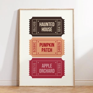 Herbst Ticket Stub Print Pumpkin Patch Poster Spukhaus Print Herbst Aktivitäten Wand Kunst Trendy Herbst Dekor Digital Download 1 Print