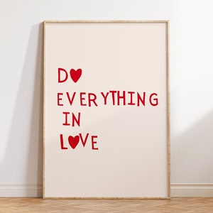 Hazlo todo con amor Impresión artística Arte de pared cristiano minimalista Póster de corazón Cita de amor 1 Corintios 16:14 Impresión Descarga digital 1 impresión