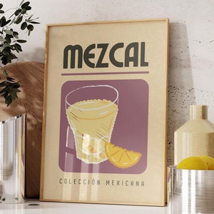 Mezcal Print Mexican Bar Cart Poster Retro Bar Wall Art Trendy Mexican Print Drink Poster Mexico Travel Art Print Digital Download 1 Print