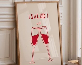 Salud Print, Cheers Poster, Bar Cart Decor (Digital Download)