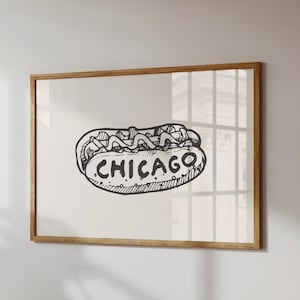 Chicago Hot Dog Print: Funky City Apartment Wall Art (Digital Download, Horizontal)