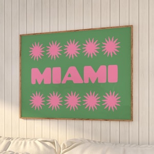 Retro Miami Typography Print: Funky Apartment Wall Art (Digital Download, Horizontal)