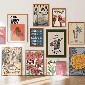 Gallery Mexico Print Set 12 Posters Trendy Spanish Decor Retro Mexican Wall Art Pueblo Style Decor Mexican Folk Posters Digital Download