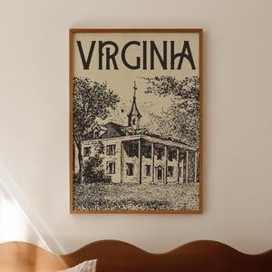Virginia Print Vintage State Poster Virginia Wall Art Historical Monument Print Virginia Home Decor Virginia Poster Digital Download 1 Print