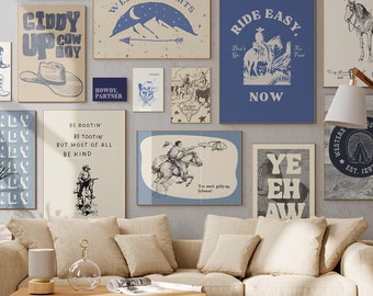 Western Print Bundle 17 Western Posters Vintage Cowboy Decor Retro Western Decor Country Gallery Set Retro Cowgirl Prints Digital Download