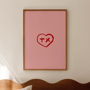 Texas Art Print: Pink Hand-Drawn TX Poster (Digital Download)
