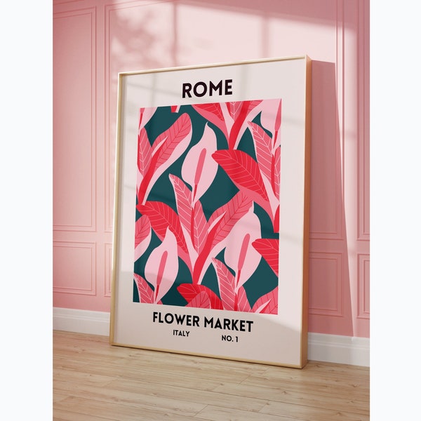 Rome Art Bloemenmarkt Poster Vintage Italië Dorm Decor Rome Prints Italië Floral Decor Wall Art Rome Poster Digitale Download 1 Print