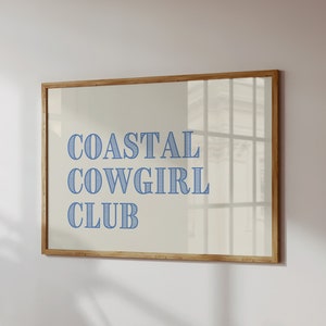 Coastal Cowgirl Club Print Retro Blue Western Wall Art Surfing Decor Beachy Poster Vintage Cowboy Print Digital Download 1 Horizontal Print