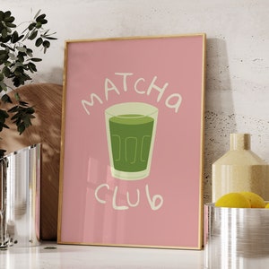 Cute Matcha Print Pink Kitchen Decor Matcha Wall Art Coffee Bar Decor Trendy Matcha Poster Green Tea Art Print Digital Download 1 Print