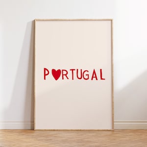 Impresión de Portugal, póster de corazón bonito, póster de Portugal, arte mural europeo, decoración de Portugal, póster de viaje, regalo portugués, descarga digital, 1 impresión