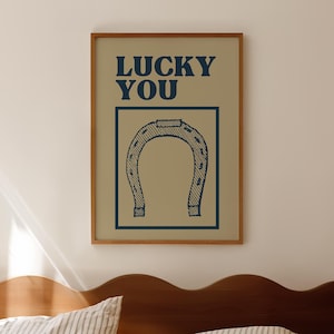 Horseshoe Print Modern Western Wall Art Lucky Poster Retro Western Print Trendy Cowgirl Decor Positive Affirmation Print Digital Download