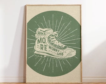 Retro Hiking Boot Print: Vintage Mountaineering Art (Digital Download)