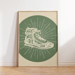 Stampa artistica retrò escursionismo Poster escursionista vintage Arredamento alpinismo Avventura vintage Stampa escursionismo alla moda Wall Art Download digitale 1 stampa