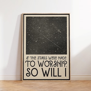 Vintage Scripture Poster Christian Wall Art Celestial Decor If the Stars Were Made to Worship So Will I Art Print Digital Download 1 Print